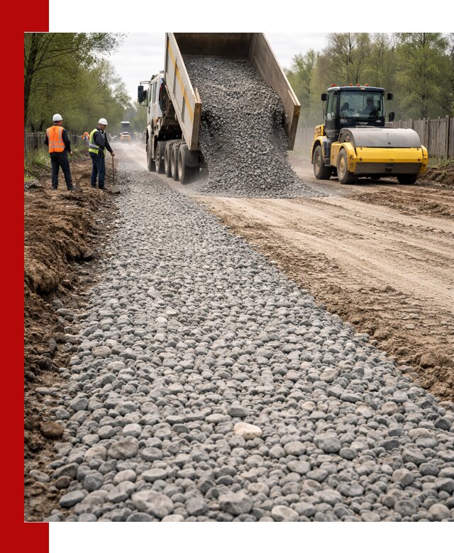 Доставка щебня для отсыпки дорог в Зеленодольске высокого качества