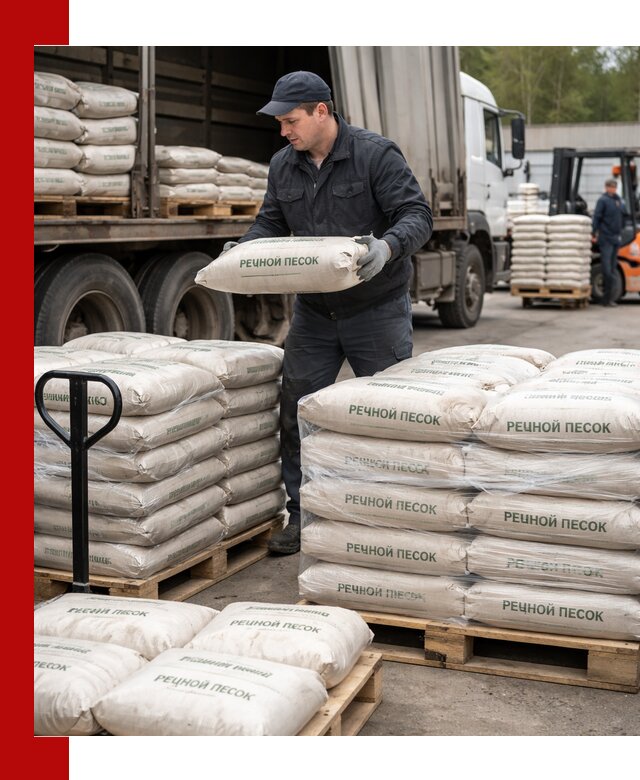 Речной песок в мешках с доставкой в Зеленодольске