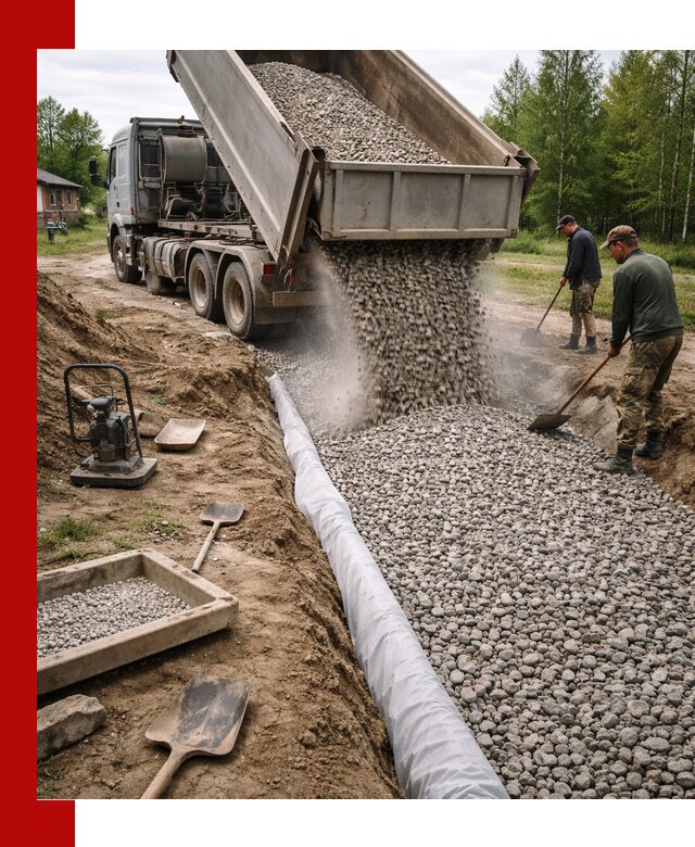 Гравий для дренажа с доставкой в Зеленодольске качественный и недорогой