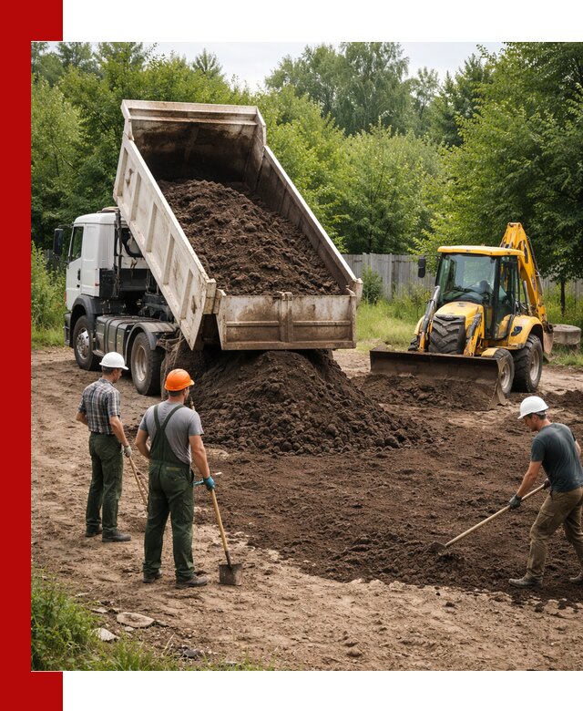 Доставка и укладка грунта для выравнивания участка в Зеленодольске