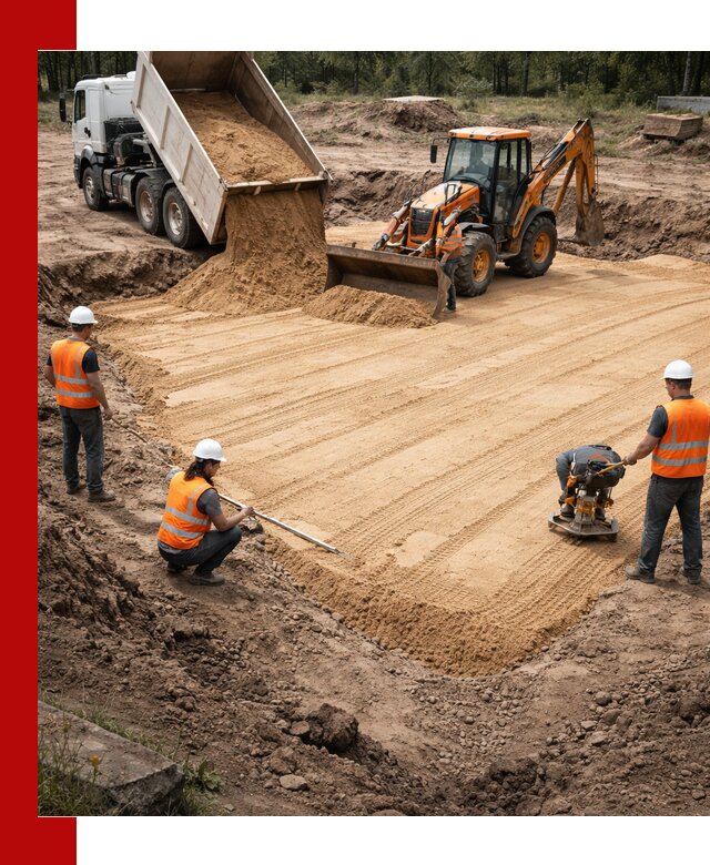 Устройство песчаной подушки для фундаментов и дорог в Зеленодольске